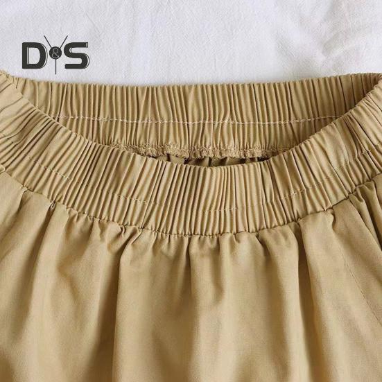 Юбка-карго с эластичным поясом и боковыми карманами, однотонная юбка-трапеция свободного кроя, миди-юбка в рабочем стиле, юбка на завязках