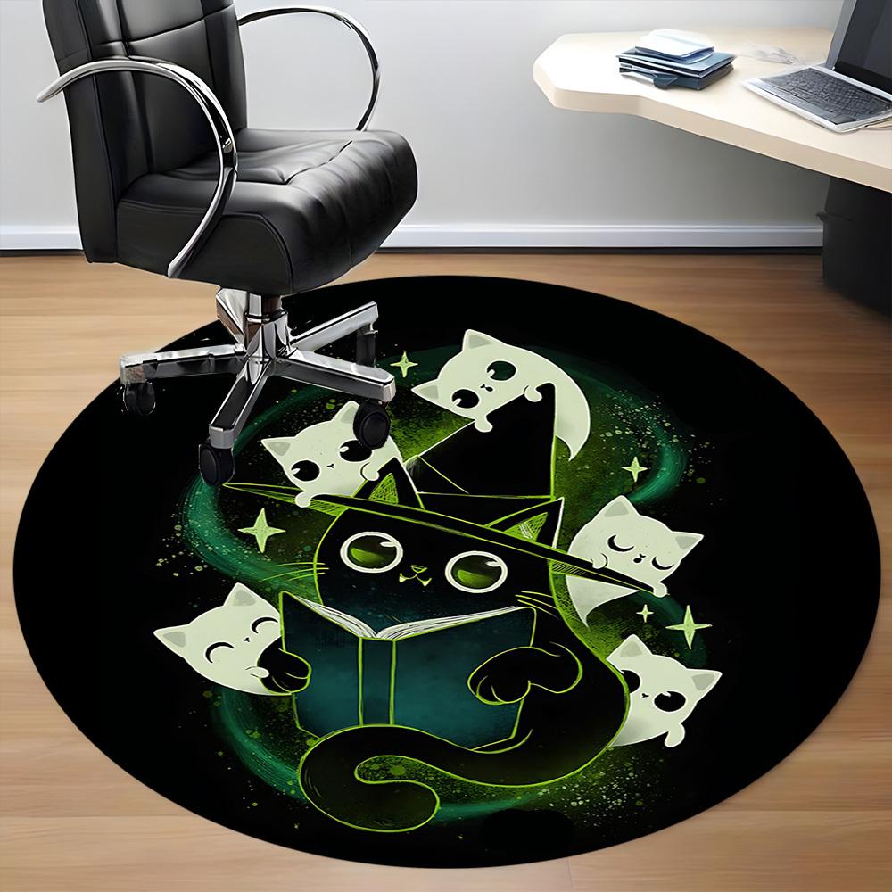 1pc Witchcraft Cats Office Round Area Rug, Under Office Chairs Bedroom Living Room Home Decor, Room Deco, Available in Various Sizes