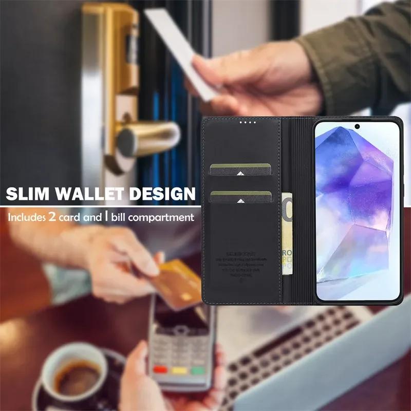 Магнитный кожаный чехол-книжка для Samsung Galaxy S25 Edge S24 FE S23 Plus S22 S21 Ultra A16 A36 A56 A15 A55 Кошелек с обложкой для карт