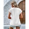 GMXIA Women's Summer V-neck Button-up Top Batsleeve T-shirt Loose Casual Shirt