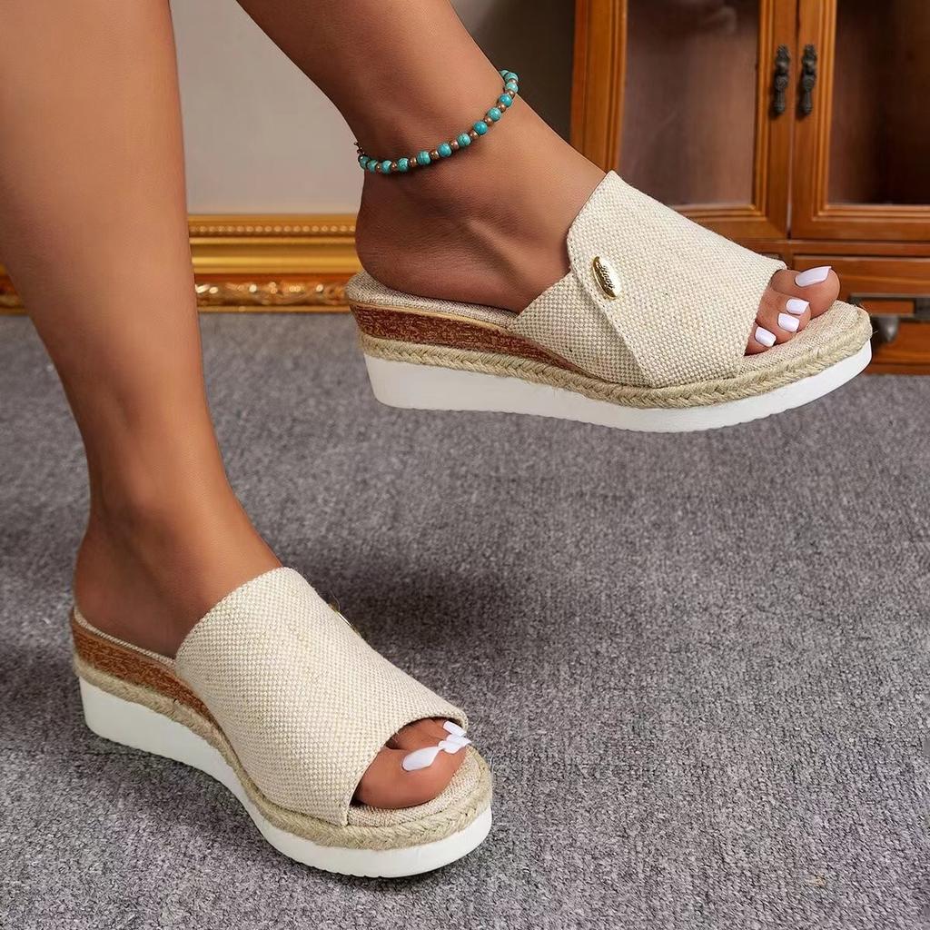 2024 Women High Heels Thick Bottom Casual Shoes Summer Wedges Sandals Women Platform Open Toe Slippers Outdoor Casual Comfort Slides