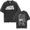 Couple Vintage Washed Oversized Short Sleeve T Shirt Y2k Hip Hop Streetwear Retro Rock Arctic Monkeys Music Album Graphic Tees
