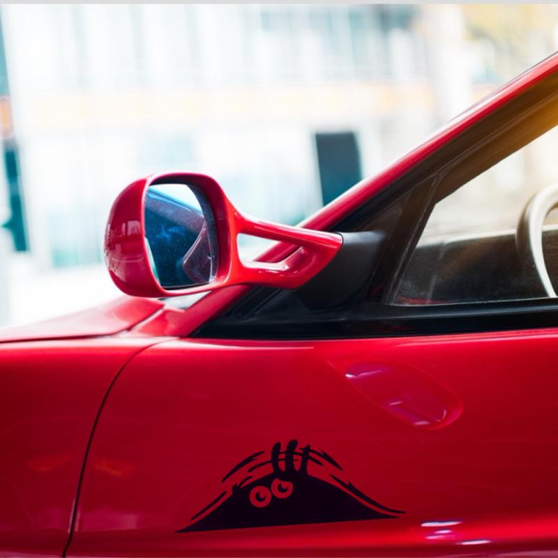 Забавная креативная 3D наклейка на автомобиль с большими глазами, черная наклейка, выглядывающий монстр 19x7 см для украшения автомобиля, авто