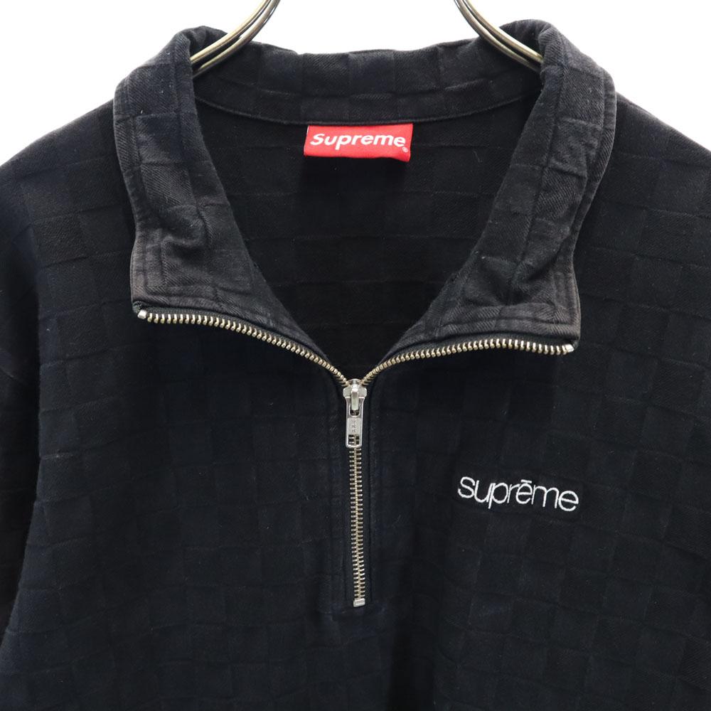 Supreme Футболка с длинным рукавом на половину молнии M черный пуловер Мужская Б/у