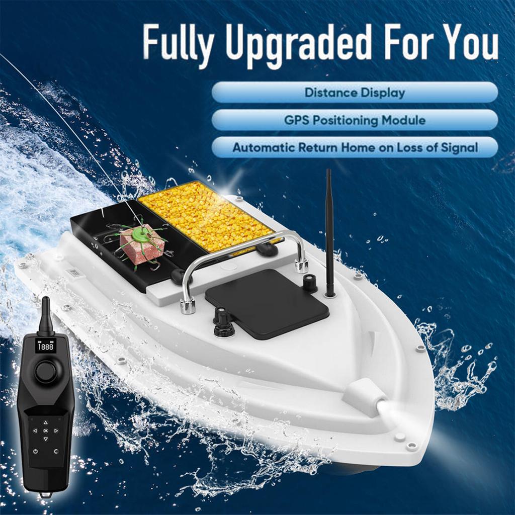 Single Hand Remote Control GPS Positioning Fishing Bait Boat Auto Return 500m Wireless Depth Fish Finder D26C Double
