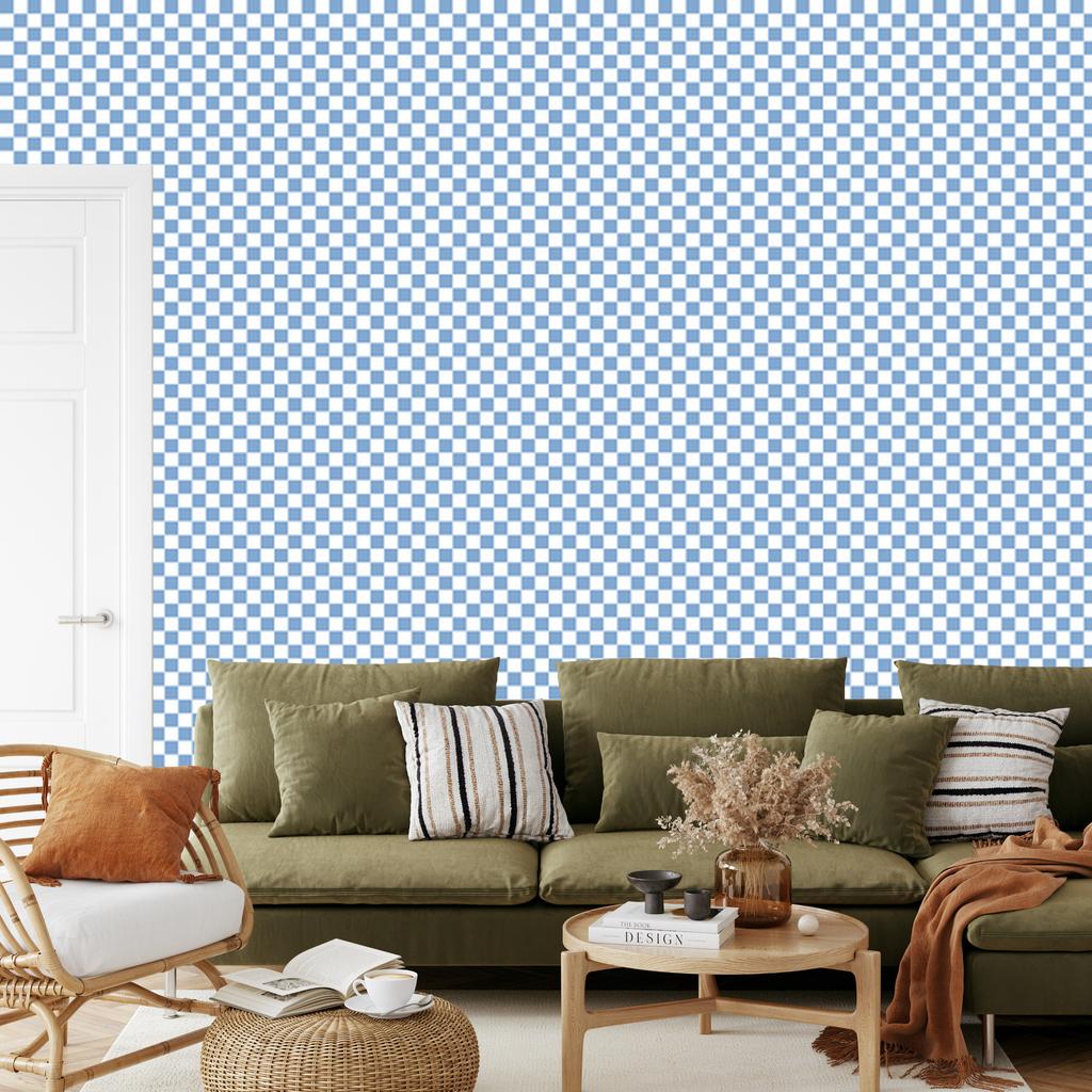Azure Checkerboard Wallpaper, Azure Mountain for Living Room and Bedroom 50x1000