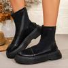 Winter Elegant Solid Color Round Toe Sexy Thick Soled Work Boots Fashionable New Comfortable Non Slip Women'S Short Boots
