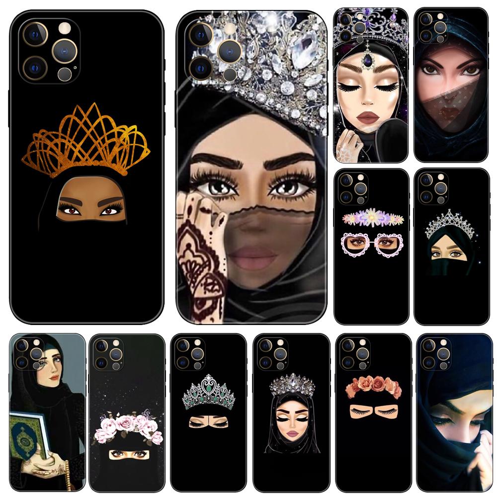 Чехол для телефона Hijab Face Muslim Islamic для iPhone 5 5s 2020se 6 6s 7 8 plus x 10 XR XS 11 12 13 mini pro MAX черная задняя крышка из ТПУ