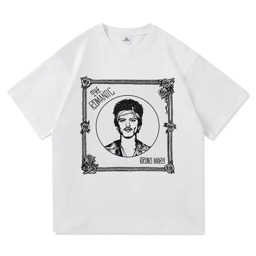 2026 Summer Trend Tshirt Breathable Cotton Retro Music Style Portrait Rose Letter Graphic Print Unisex Casual Sweat Tops
