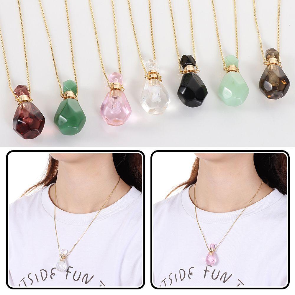 Форма капли воды масляный диффузор флакон флакон духов кулон натуральный камень ожерелье ювелирные изделия подарок