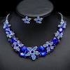 Женское ожерелье со стразами и цветами, банкетное платье, винтажные серьги, комплект ювелирных изделий