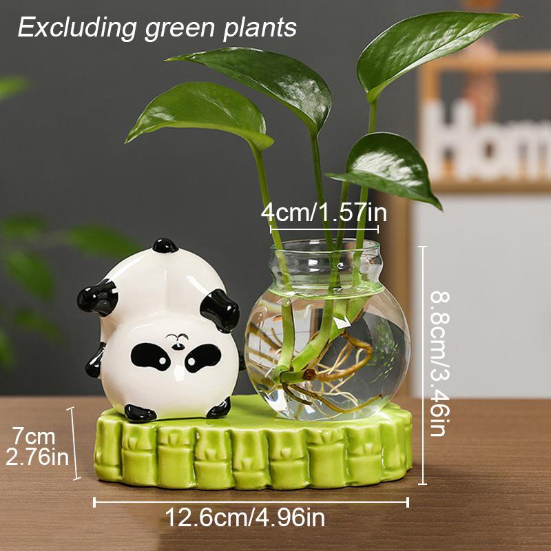 Керамика Цветочные композиции Украшения Стеклянное искусство DIY Цветочные сосуды Креативная панда Гидропонная ваза Милые украшения для дома