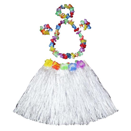 Юбка-хула в гавайском стиле, комплект для девочек, ожерелье-гирлянда, браслет, юбка-хула, костюм на Хэллоуин, танцевальный костюм, юбка-трава