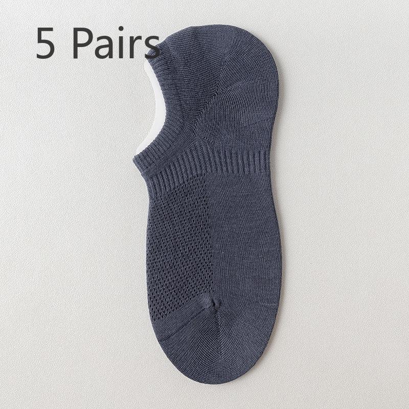 5 пар мужских сетчатых дышащих носков из чистого хлопка с защитой от скольжения и низким верхом и небольшим отверстием