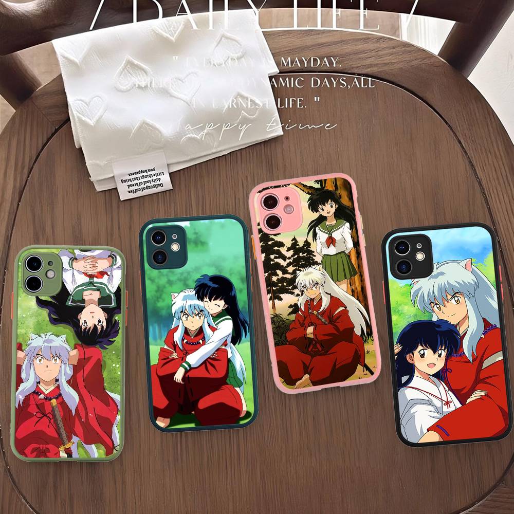 Amine I-Inuyasha Matte Transparent Phone Cover For iPhone Case 16 15 14 13 12 11 Pro Max X XS Max Plus
