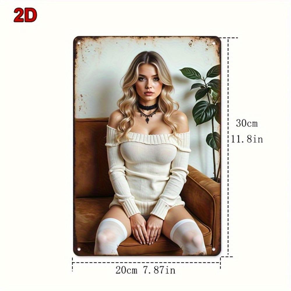 Винтажный металлический настенный декор - Модный 2D знак для женщин, 18,9-32X30 дюймов, Идеально подходит для спальни/гостиной/бара/кафе