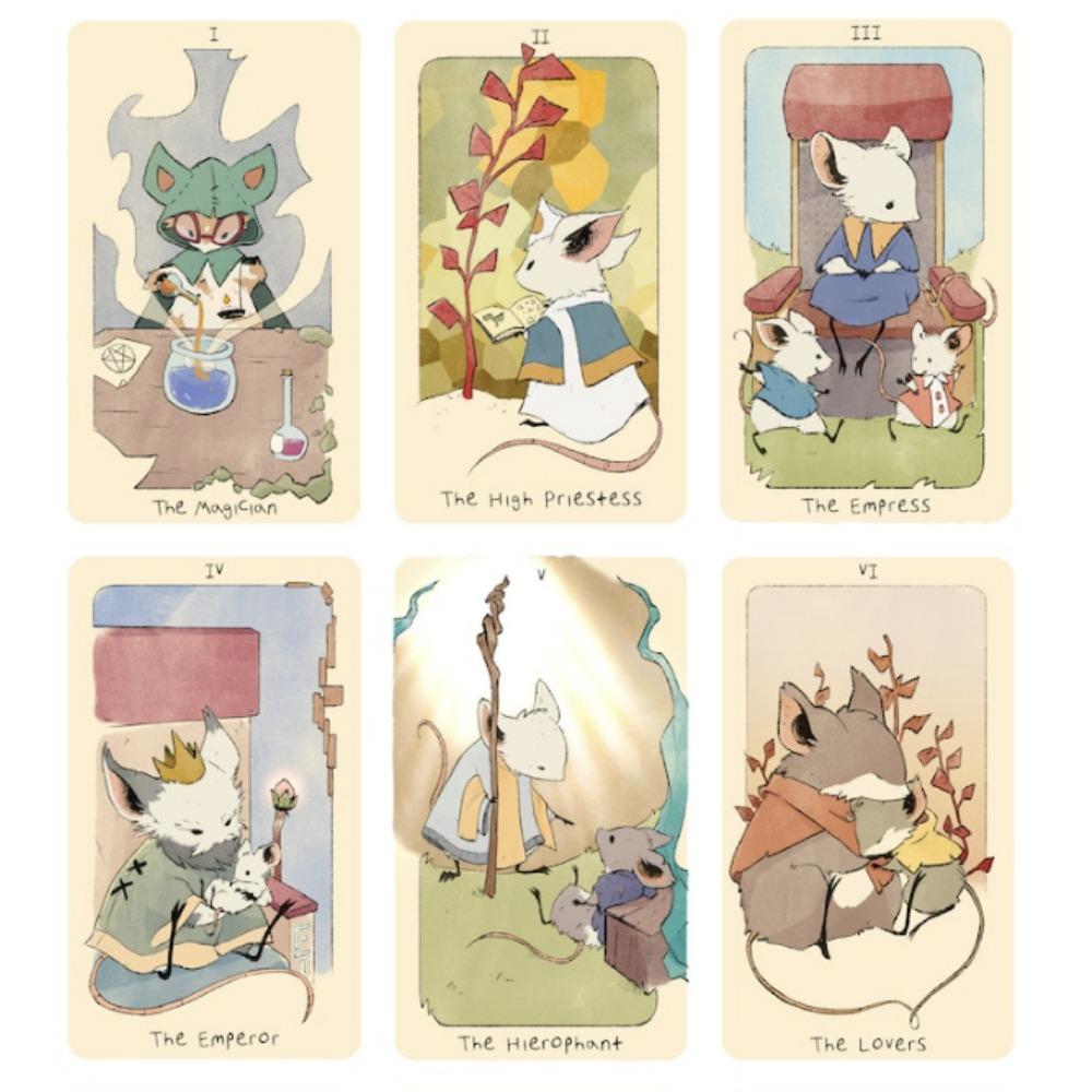 78 шт. Карт 10,3*6 см MIMIT | Мини-Таро Мышей: Маленькая колода Таро, наполненная большими жизнями и приключениями // Читать, играть и рассказывать.