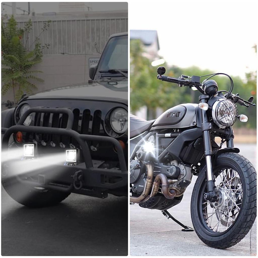 Biqing 2PCS LED Work Light Offroad Driving Fog Waterproof Square Car Spot Lights with White Halo DRL 12V 24V 24V for Truck Tractor SUV ATV 4x4 Lights,