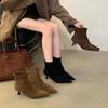 High-heeled French Retro Temperament Pointed Short Boots Women's Boots Autumn 2025 New Elastic Thin Boots