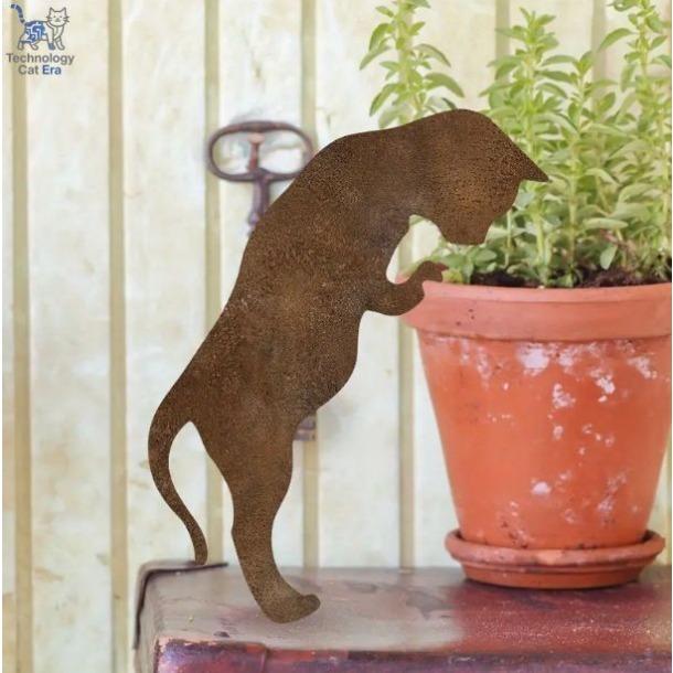 Деревенская металлическая статуя кошки для сада, украшение для открытого двора, подходит для садов и террас, садовое украшение