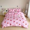 Strawberry Bedding Set, Pink Kawaii Strawberry Duvet Cover Soft Reversible Comoforter Cover With 2 Pillowcases For Women Girls