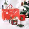 Cute Elk Christmas Ceramic Mug Set with Lid & Spoon - Perfect Holiday Gift