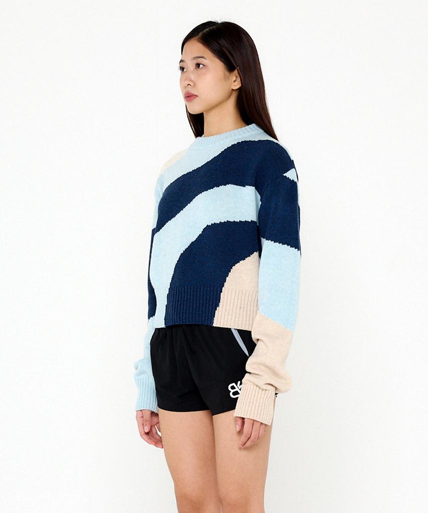 Bb' BENETTON Rhythmic Knit Pullover (Sky Blue)