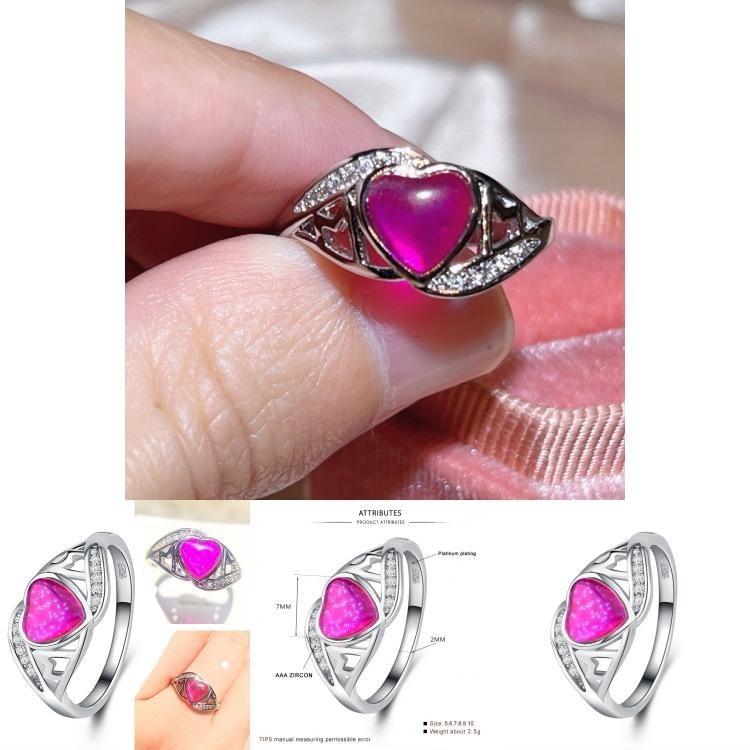 2018 Cross-border Explosion Source Fantasy Australian Peach Heart Ring Mother's Day Gift Mom Inlaid Diamond Ring