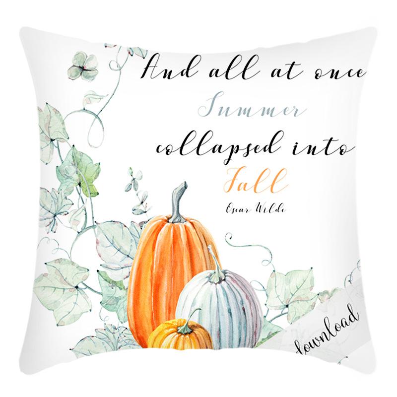 New Cross-cuddle Pillow Cover English Letters Thanksgiving Pumpkin Print Cushion Home Sofa Cushion Cover