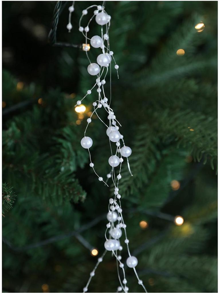 Pearl Chain Bead String Icicle Pendant for Christmas Tree Ornaments and Wreaths