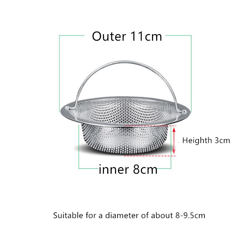Фильтр для раковины из нержавеющей стали 304 с ручкой, мелкоячеистый фильтр для раковины, кухонный, глубокий, легкий, стильный, для еды, волос, сливы