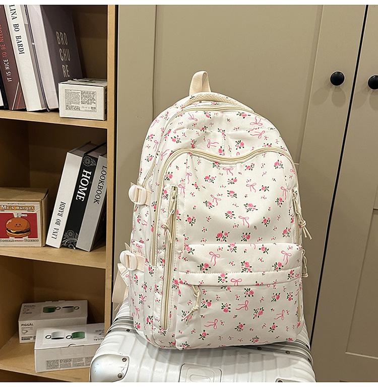 Цветочный Милый Рюкзак для Женщин: Большая вместимость, идеально для школы - Подходит для учащихся средней и начальной школы