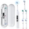 Electric Toothbrush Rotating Electric Toothbrush Rechargeable Double Button 4 Cleaning Modes 5 Brush Heads Storage Case Included Display Waterproof