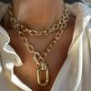 Metal Thick Chains Big Elliptical Pendant Necklace for Women Trendy Charms Ladies Collar On Neck Accessories Fashion Jewelry