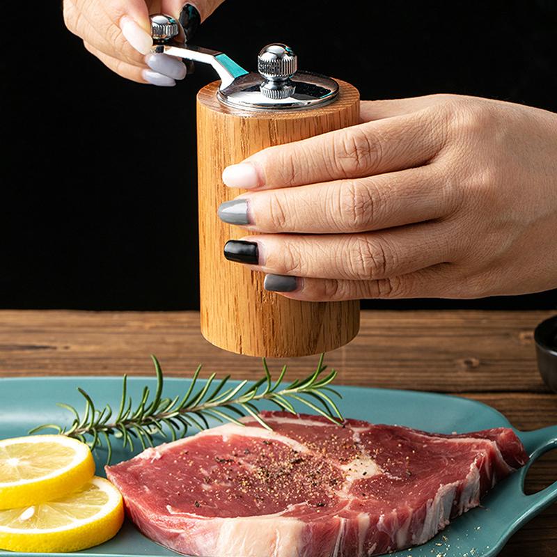 Ручная мельница для перца Кухонная ручная Мельница для черного перца из массива дерева Бытовая бутылка для помола морской соли и перца