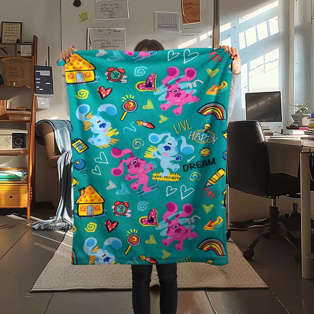 1PC Blue's Clues Print Flannel Blanket, High quality All Seasons, Home Decor, Warmth and Comfort, Perfect for Christmas Gifts