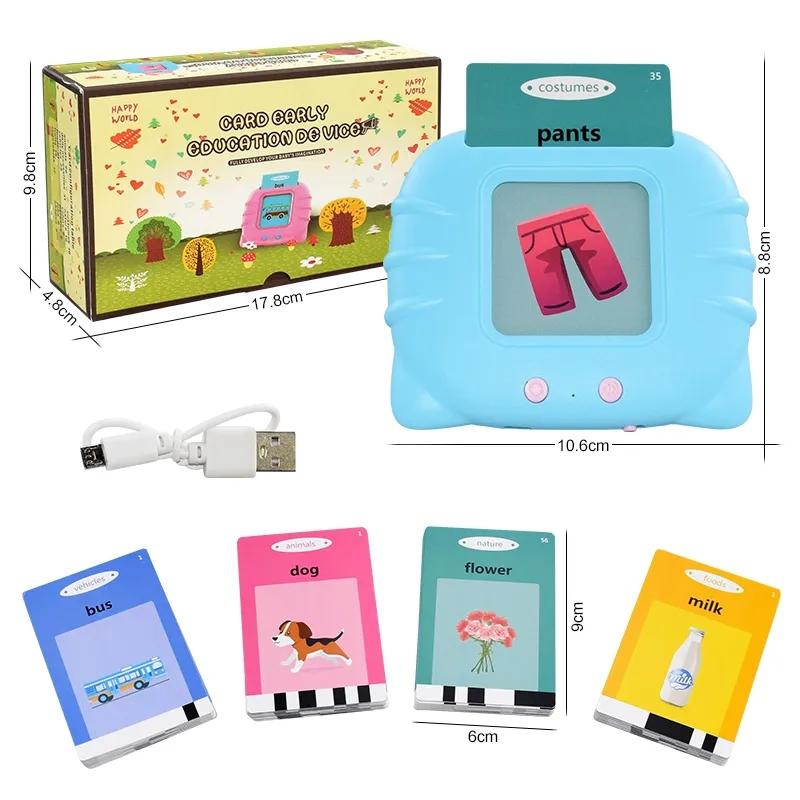 Flash Card Reading Machine Kids Learning English Educational Audio Electronic Card Book Montessori Language Toy for Home School