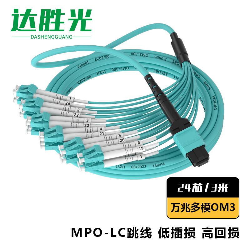 MPO-LC 24-Core OM3 Multimode Fiber Optic Patch Cable