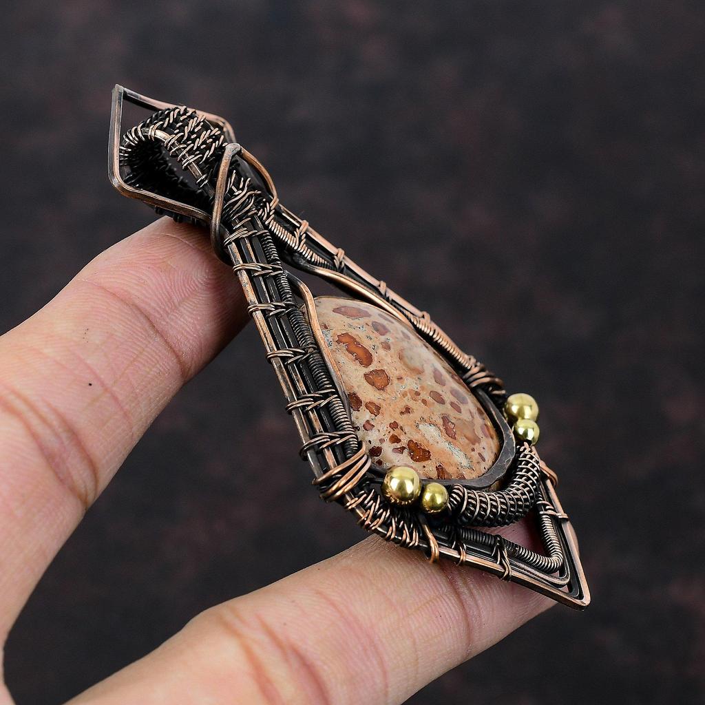 Кулон Астероид Яшма Кулон, обернутый медной проволокой Кулон с драгоценным камнем Украшения ручной работы Кулон, обернутый медной проволокой Для подарка Кулон с камнем рождения