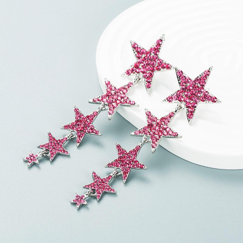 Женские серьги-капли со звездами, инкрустированные цветными кристаллами и геометрическим узором, креативные темпераментные серьги высокого качества
