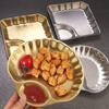 Поднос для закусок из нержавеющей стали с миской для макания, полированный дизайн, поднос для сэндвичей, суши, чипсов, пельменей, салатов