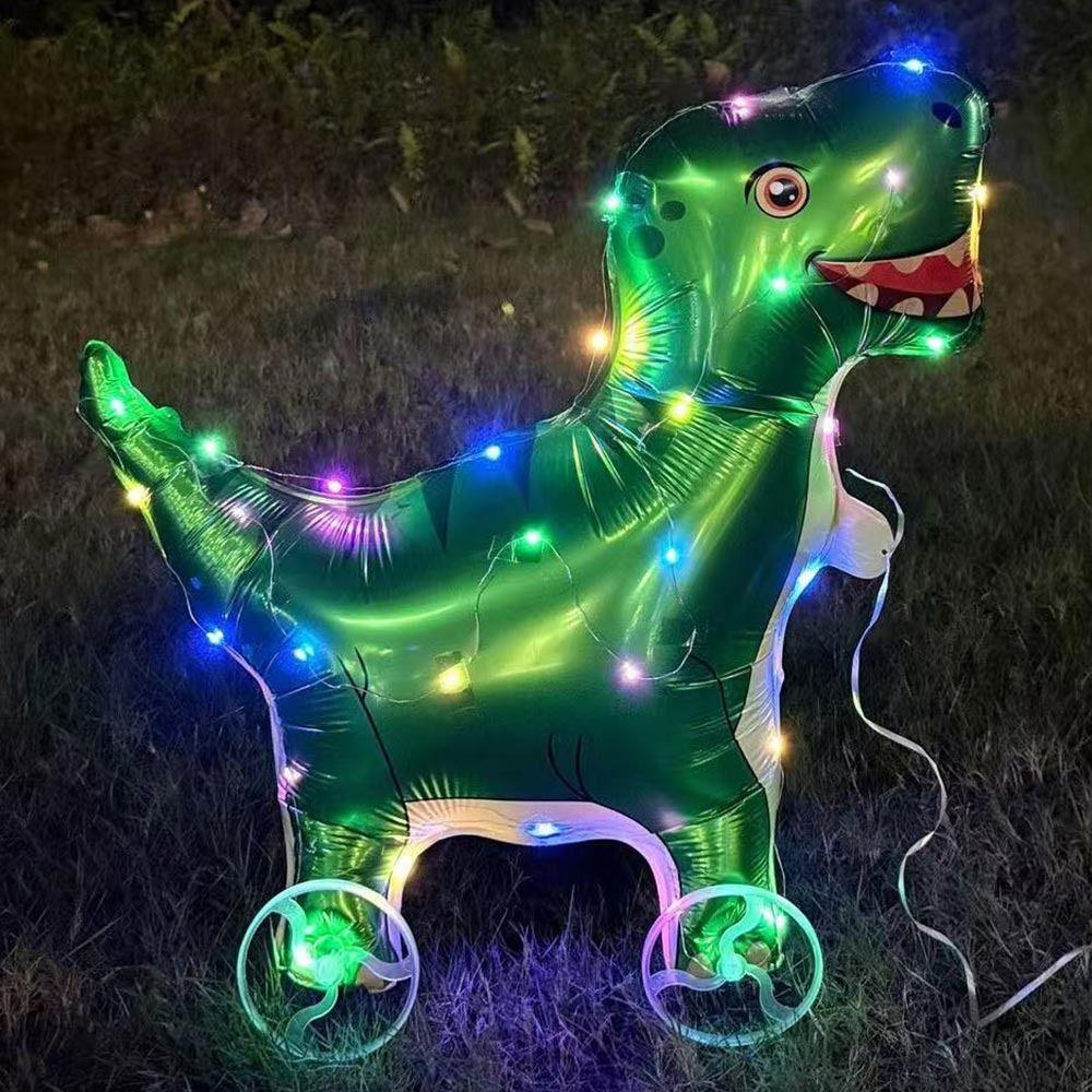 With Light Cartoon Animal Balloon With Wheels Square Shape 3D Balloon Small Size Standing Design Luminous Balloon Party Supplies