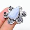 Blue Lace Agate, Amethyst Gemstone 925 Sterling Silver Jewelry Ring Size 7 l7B46