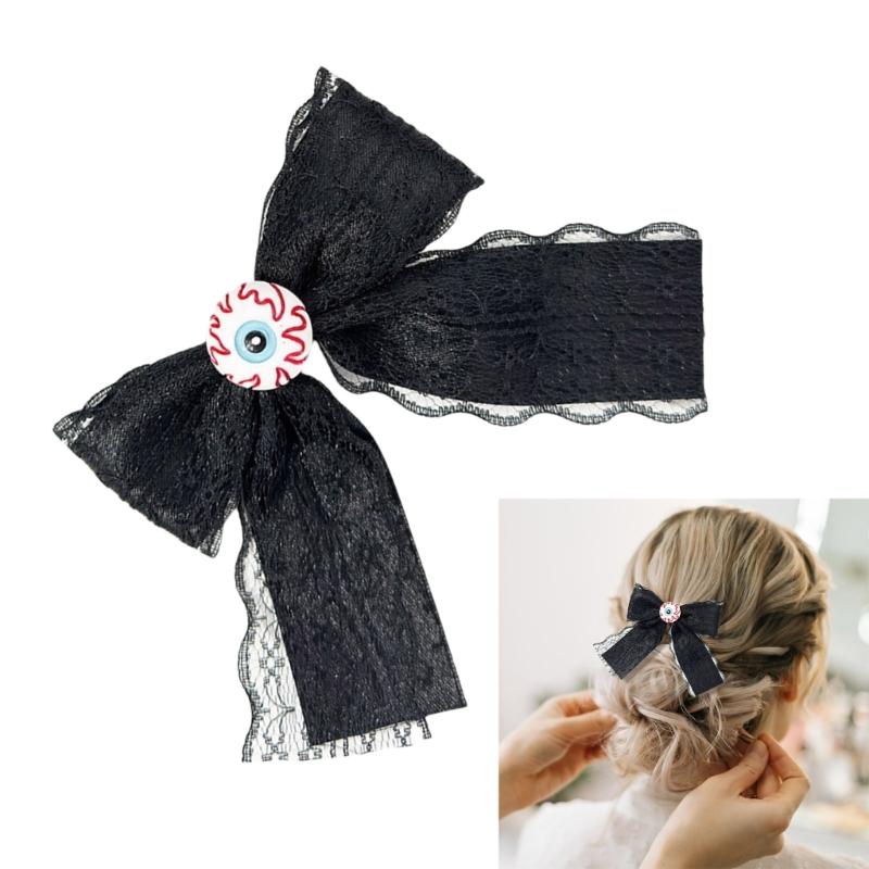 Кружевные заколки-банты для волос в стиле балеткор, заколки-глаза, темные банты, плоская заколка, заколка-бант для волос в стиле балеткор, элегантная заколка для пучков