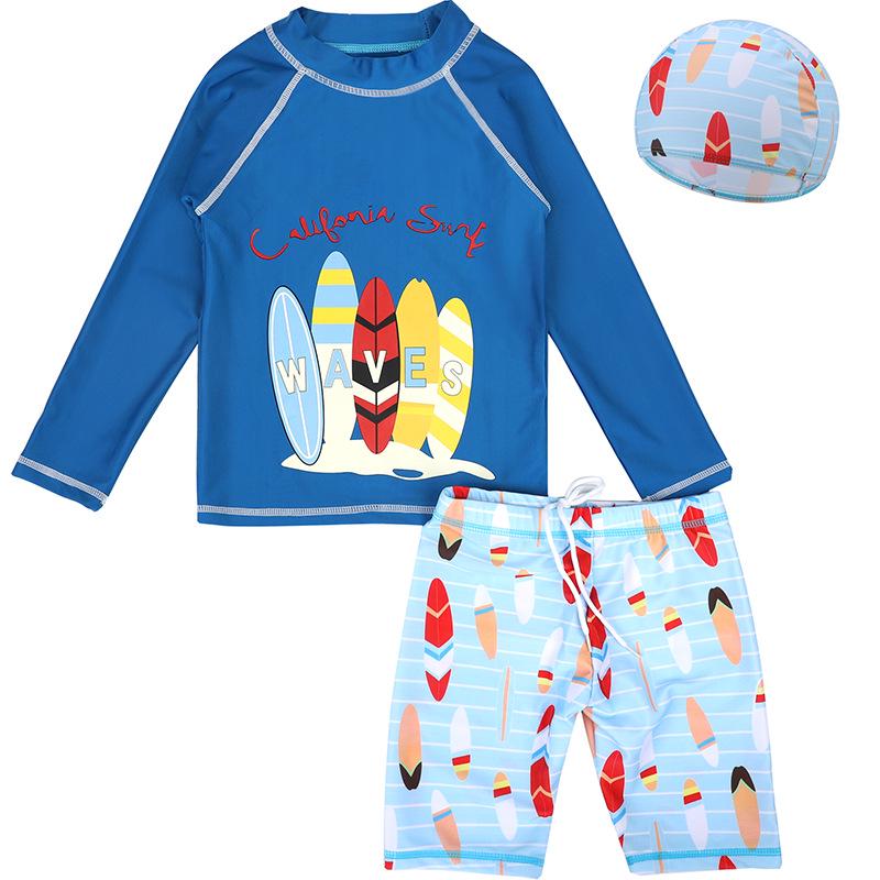 Комплект детского купальника из 7 предметов для мальчиков 6-8 лет, быстросохнущий, с защитой от солнца