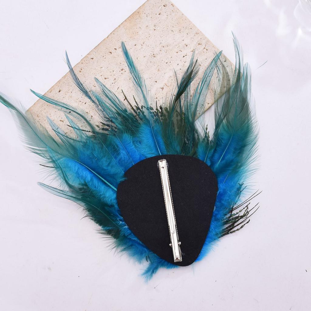 Peacock Feather Hair Clip With Rhinestones Bohemian Decorative Side Barrette For Women Festival Event Accessories