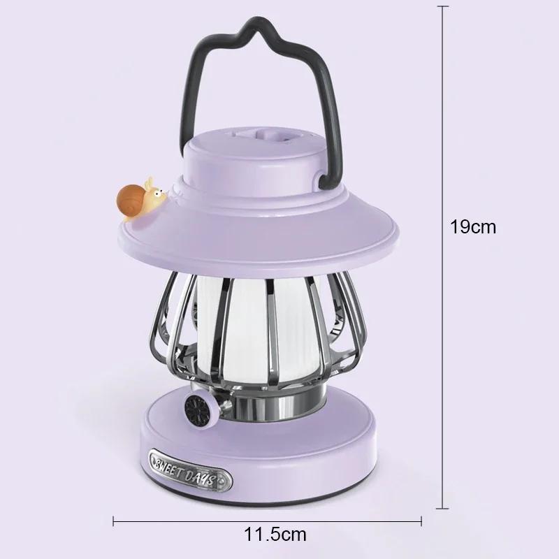 Camping  Night Lights USB C Rechargeable 3 Colors Stepless Dimming Night Light Outdoor Portable Emergency Retro LED Camping Lamp