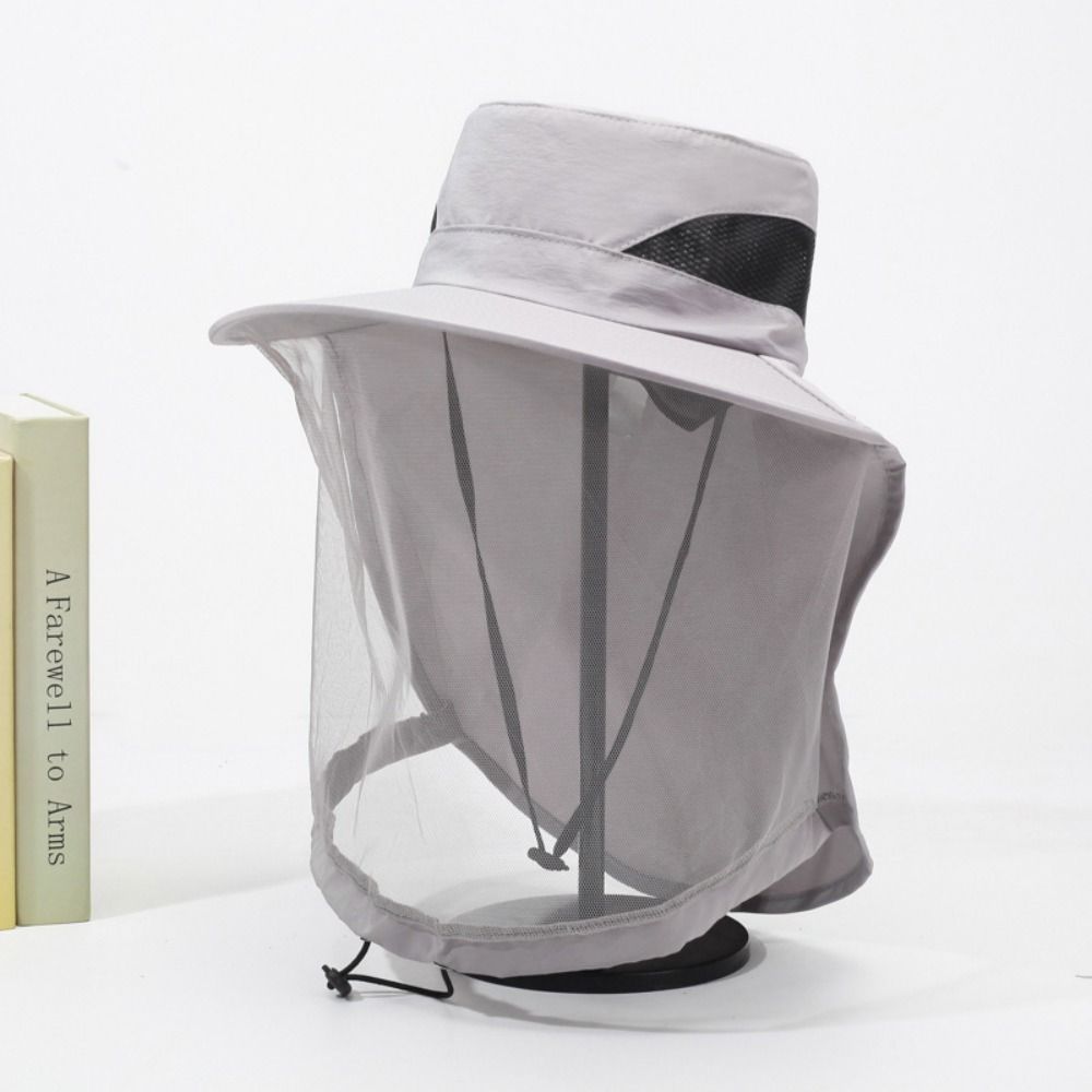Foldable Net Cover Fisherman Hat Wide Brim Sun Protection Hat Breathable Bee Mosquito Hat Fishing
