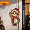 Wall Hanging Festive Art Colorful Acrylic Suncatcher, Stained Glass Style Christmas Ornaments, Santa Claus Cute Cat Ornaments Snowman Pattern