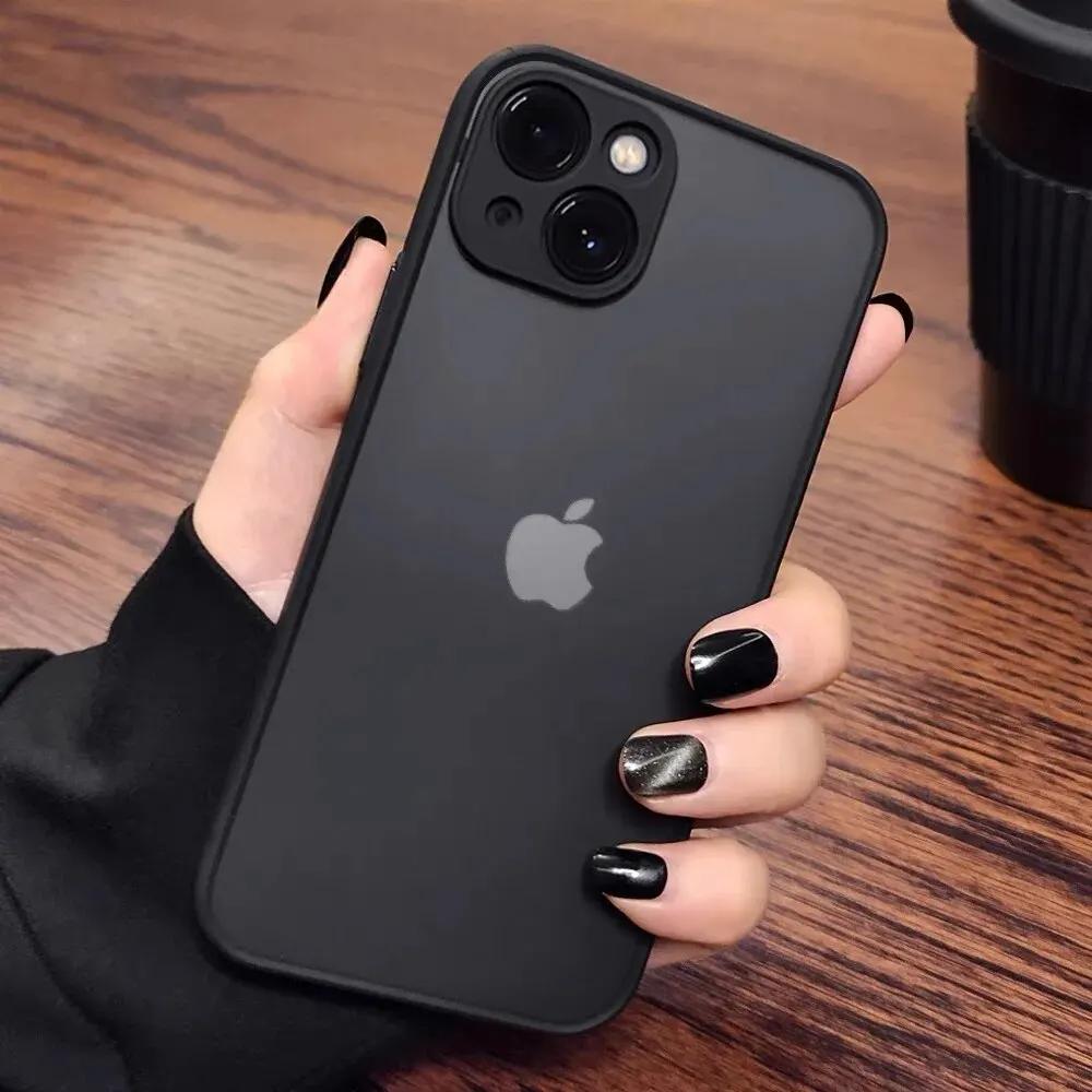 Противоударный бронированный матовый чехол для iPhone 16 15 14 Plus 13 11 12 Pro Max роскошный силиконовый бампер прозрачный жесткий чехол для задней панели из поликарбоната
